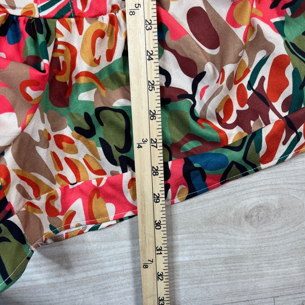 Commense Abstract Print Ruffle Strap Romper Multi Color XS NWT - Picture 10 of 10